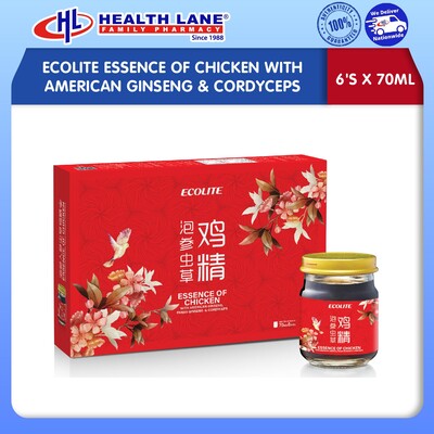 [PRE-ORDER] ECOLITE ESSENCE OF CHICKEN WITH AMERICAN GINSENG & CORDYCEPS (6'S X 70ML)